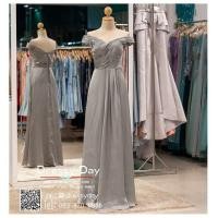 ราคา ชุดราตรีออกงาน ชุดราตรียาว ชุดราตรียาวมีแขน ชุดไปงานแต่งกลางคืน คนอ้วนใส่สวยมาก PFL027 GRY เทา เงิน (8576301167)