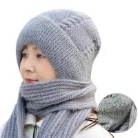 ราคา หมวกฤดูหนาว2อิน1พร้อมผ้าพันคอสำหรับผู้หญิงผ้าพันคอหมวกขนแกะกำมะหยี่เสื้อถักไหมพรมผ้ากำมะหยี่นุ่มหมวกถักทรง Beanie แฟชั่นสไตล์เกาหลีแบบเรียบง่าย (20697964782)