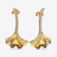 ราคา New 925 sterling silver inlay shiny zirconia 18k gold Gingko earring 2022 women fashion DIY fine jewelry Christmas gift for girlfriend (16633320379)