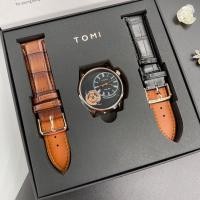 ราคา นาฬิกาผู้ชาย นาฬิกา TOMI นาฬิกาแบรนแท้ นาฬิกากันน้ำ สายนาฬิกา สายหนัง เปลี่ยนสาย 2 แบบ ขนาดหน้าปัด 38 มม มี 6 แบบ แถมพร้อมกล่องตามภาพฟรี (16232293189)