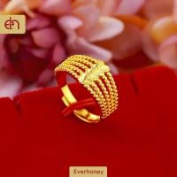 ราคา Everhoney Five Row Love Heart 916 Gold แหวนหมั้นแหวนแต่งงาน Love Gift For Women Girls (15055426121)