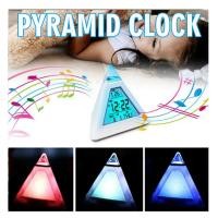 ราคา Ideahere 1ชิ้น7 LED เปลี่ยนสีพีระมิดสามเหลี่ยมดิจิตอลจอแอลซีดีนาฬิกาปลุกตั้งโต๊ะ (10617173889)