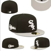 ราคา ใหม่ล่าสุดที่มีคุณภาพสูงสีดำ MLB ผู้เล่นชิคาโกสีขาวถุงเท้าเบสบอลหมวกเต็มปิดบวกขนาดหมวกแบนขอบ (18471255420)