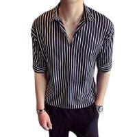 ราคา OCP512ชุดหน้าร้อนแขนสามส่วนลายผ้าไหมผู้ชาย V คอสั้นเสื้อยืดเกาหลีสไตล์อินเทรนด์ชายหล่อชายเสื้อยืดแบรนด์อินเทรนด์เสื้อแขนสั้น (9230334909)