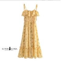 ราคา Kowie Korea 371 Veeda เดรสยาว สีเหลือง สายเดี่ยว สม็อคช่วงอก ผูกโบว์ไหล่ (20987530536)