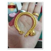 ราคา ใหม่ สร้อยข้อมือชุบทองแท้ 24K ลายสี่เสา ห้อยตุ้งหัวใจ น้ำหนัก 1 บาท (437694415)