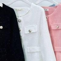 ราคา เสื้อคอกลม เสื้อกันหนาว ผ้าทวิต เสื้อแขนยาว แต่งกระเป๋าหลอกด้านหน้า ผ้ามีกากเพชรในตัว 8095 (17228507477)