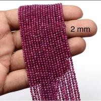 ราคา 1 Strand Natural Ruby Faceted Round Beads 2mm 3mm Wholesale Gemstone For Jewelry Making (18326334534)