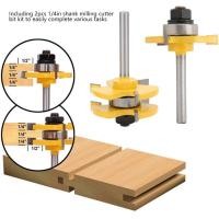 ราคา 2Pcs ดอกทริมเมอร์ เซาะร่องประกบไม้ แกน 1 2 4 หุล ใช้กับเร้าเตอร์ใหญ่ คุณภาพสูง 3 ฟัน T รูปมีดประกบตารางฟันมีดประกบชั้นชั้นมีดแผงตัดงานไม้ตัดกัดตัดมีดแกะสลักสีเหลืองสี (21226295823)