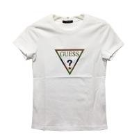 ราคา GUESS เสื้อยืดทรงสามเหลี่ยม GUESS ลายตัวอักษรสีตัวอักษรเสื้อผู้หญิงแขนสั้นเข้ารูประบายอากาศได้ดีผ้าฝ้ายบางสำหรับฤดูร้อน (14507935752)