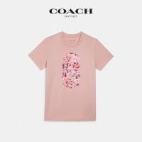 ราคา Coach Coach Cotton Casual Crew Neck พิมพ์เสื้อยืดแขนสั้นผู้หญิงเทรนด์ฤดูร้อน (15683837865)