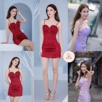 ราคา เดรสออกงาน สา ยเดี่ยว อัดพลีทช่วงอก My Wynn (16613367210)