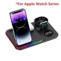 ราคา 30W ที่ชาร์จไร้สายแบบ5 in 1มีไฟตั้งปลุกได้อย่างรวดเร็วแท่นชาร์จสำหรับ iPhone 14 13 12 iWatch Samsung Galaxy Watch (21171015217)