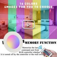 ราคา 100 จริง 10w RGB โคมไฟเพดาน 85 265V 7 สีเปลี่ยน romote ควบคุมดาวน์ไลท์ (657108911)