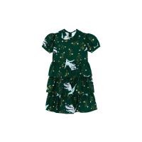 ราคา KLOSET Rose Print Layered Dress KID22 KD003 เดรสชุดเด็ก แขนตุ๊กตา คอปก กระโปรงชั้น (15223572039)