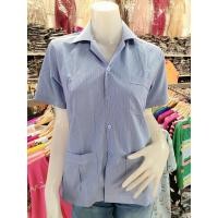 ราคา เสื้อสาธารณสุขผู้หญิง คอปก คอกลม แบบไม่ปักตรา สีฟ้าริ้ว เสื้อสาธารณสุข เสื้ออนามัย เสื้อกาวน์ (4408866120)