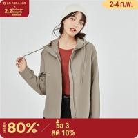 ราคา GIORDANO Women Jackets Pleated Sleeve Loose Windbreakers Zip Front Solid Color Simple Fashion Casual Hooded Jackets 05373722 (20591331358)