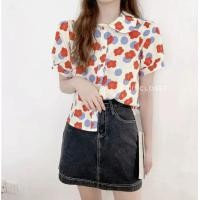 ราคา เสื้อเชิ้ตคอบัว lll Freesize lll IT079 เสื้อเชิ้ต กระดุมหน้า คอบัว แขนตุ๊กตา ลายดอกน่ารักๆ เนื้อผ้าไหมอิตาลีอย่างดี (21238424579)
