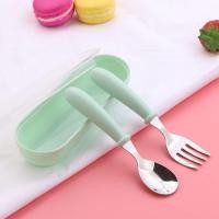 ราคา Children Spoon Forks Box Kids Spoon Fork Set Tableware Kids Tableware Set with Box Infant Feeding Spoon Fork Tools Baby Gadgets greater (17846624688)