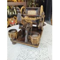 ราคา จานรองแก้วไม้รูปช้างใหญ่ ชุด 6 ชิ้น ขนาด 4 4 นิ้ว พร้อมช่องเก็บจานเป็นช้างราชรถและทึ่วางเชิงเทียน แผ่นรองแก้วไม่ไผ่สาน แผ่นกันความร้อน ทำจากไม้สัก งานปราณีตโดยช่างคนไทย ลวดลายสวยงาม (20898641206)