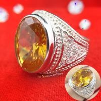 ราคา แหวนบุษราคัม ข้างเพชร แหวนเงินแท้ พลอยบุษราคัม CZ เพชร Swiss YTG 5102 (17379163064)