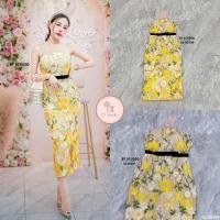 ราคา BT Studio เดรสสายเดี่ยวความยาวคลุมเข่า เนื้อผ้าปักลายดอกไม้สีเหลืองตัดครีม (21328536505)