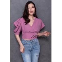 ราคา ป้าย Mirrorsister 30321 4 เสื้อทรงเก๋ คอวีอกไขว้แต่งขอบช่วงเอวสวยๆ โดดเด่นที่ช่วงแขนจับจีบเดรปช่วงไหล่ให้ดูพอง (20286375377)