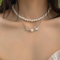 ราคา Gothic Creative Swallow Pendant Collar Necklace Punk Imitation Pearl Chain Choker Necklace Hip Hop Party Neck Jewelry (20384417540)