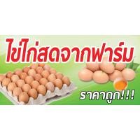 ราคา ป้ายไวนิลไข่ไก่สด BG617 แนวนอน พิมพ์ 1 ด้าน เจาะรูตาไก่ฟรี 4 มุม พิมพ์อิงเจ็ท ทนแดดทนฝน ลูกค้าเลือกขนาดได้ที่ตัวเลือกสินค้า (10908877611)