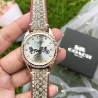 ราคา 2023 Coach นาฬิกาข้อมือควอตซ์ลําลอง สายหนัง ประดับเพชร แฟชั่นคลาสสิก สําหรับสตรี (20044322421)