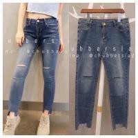ราคา ทรงเดฟขาเต่อ ขาดเหนือเข่า ผ้ายืด มีไซส์ S 6XL เอว 24 42 (15069492830)