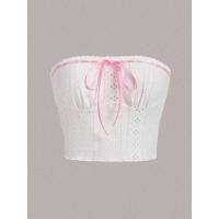 ราคา พร้อมส่ง เสื้อเกาะอก แต่งเชือก ผูกโบว์ด้านหน้า มี2สี couqutte ゚ ୨୧ ゚? (20993524396)