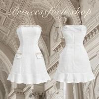 ราคา เดรสเกาะ สีขาว ผ้าทวิตชาแนล สไตล์ลูกคุณหนู (20878496064)