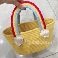 ราคา กระเป๋าสุภาพสตรี Sunflower Cotton Rope กระเป๋าสานฟาง Cloudy น่ารักร้อยกระเป๋าถือสายรุ้งพร้อมกระเช้าของขวัญมือ (20171354269)