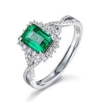 ราคา LUCKY DOLL New inlaid emerald square princess ring fashion adjustable ring (20318970787)