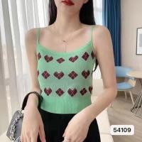 ราคา Cici 54109 สายเดี่ยวไหมพรม ถักลายลายหัวใจสลับข้าวหลามตัด น่ารักสไตล์ เกาหลี (17098350714)