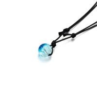 ราคา สร้อยคอหินสีฟ้าเรืองแสงดีไซน์ MODE Korea เชือกสีดำลูกปัดใสเรียบง่าย (18666770408)