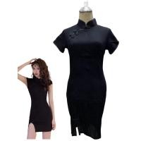 ราคา ชุดกี่เพ้า สีแดง สีดำ ผ้านิ่ม เดรสเอวสูง รัดรูปใส่สบาย เดรสสั้นสวยเซ็กซี่ ชุดกี่เพ้า กระโปรงสั้นแซ่บมาก (21261904743)