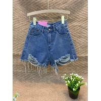 ราคา กางเกงยีนส์ ขาสั้นเอวสูงแต่งขาดผ้าไม่ยืดงานป้าย (14898947247)