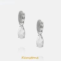 ราคา Kemstone ต่างหูคริสตัลเพทายชุบเงินสีดำชุบทองแฟชั่นจี้หยดน้ำเครื่องประดับสำนักงานสำหรับผู้หญิง (17547022267)