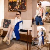 ราคา พร้อมส่ง เดรสเชิ้ตยาวกระดุมหน้า สี 2 โทน เดรสยาว ชุดทำงาน งานป้ายvshop (17947896805)