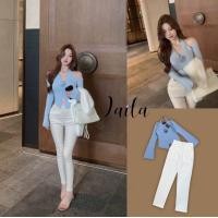 ราคา LAILA Brand LL164 ชุดเซต 2 ชิ้น เสื้อแขนยาวทรงเปิดไหล่คล้องคอ แมทช์กับ กางเกงขายาวเอวเรียบ (21373835717)