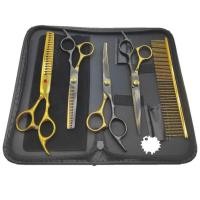 ราคา ชุดกรรไกรตัดขนสัตว์เลี้ยง6 In 1สีดำทองชุดแมวและกรรไกรแต่งขนสุนัขพร้อมกรรไกรตัดกรรไกรโค้งและฉลาม (17731342902)