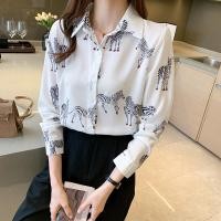 ราคา เสื้อเชิ้ตพิมพ์ลายสัตว์ม้าลายเสื้อเชิ้ตแขนยาวเสื้อสตรีฤดูใบไม้ร่วง (21225765305)