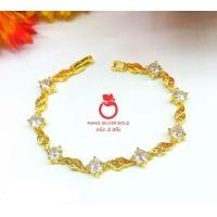 ราคา สร้อยข้อมือ B260 หนัก 2 สลึง เลสทองหน้าเพชร งานทองเคลือบแก้ว ทองไมครอน ทองสวยเลสข้อมือ (18157142589)