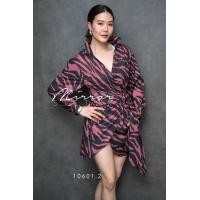 ราคา ป้าย MiRRoRSiSTER เดรสลายม้าลายสุดชิคอกไขว้ทับกัน (8928176950)