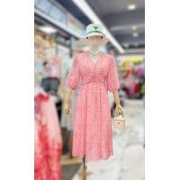 ราคา ชุดเดรสสีชมพูลายสวย ป้ายModern (21372583321)