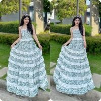 ราคา เดรสสายเดี่ยวลายดอก ผ้าไหมอิตาลี แต่งระบายชั้นๆ (20960534671)