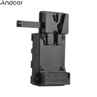 ราคา Andoer V Mount แผ่นแบตเตอรี่กับ NP F แบตเตอรี่เลียนแบบอะแดปเตอร์แบตเตอรี่ในตัวชิปถอดรหัสเข้ากันได้กับ Sony NX5 TRV1 TRV3 517 910 V119 V15 V25 820E NP500 v115 610E 710E HVR Z1C HVR V1C FX7E กล้องวิดีโอ