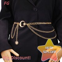 ราคา Lowest price FG 1ชิ้นเข็มขัดโซ่คาดเอวสำหรับชุดเดรสเข็มขัดกระโปรงพร้อมสายรัดเอวรูปดาวพระจันทร์สีทองเงินสำหรับผู้หญิงเครื่องประดับโซ่เสื้อผ้าผู้หญิง (20619394411)